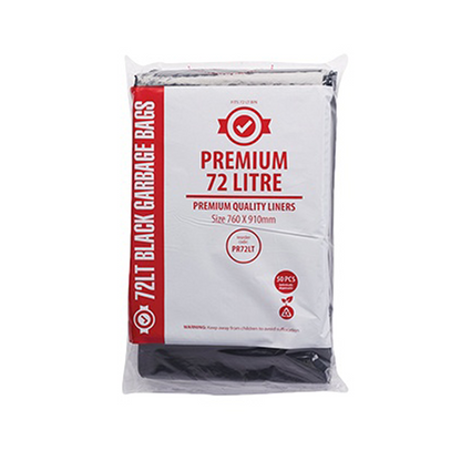 Austar Packaging | Premium HD  72Lt Black Rubbish Bin Liners | Crystalwhite Cleaning Supplies Melbourne