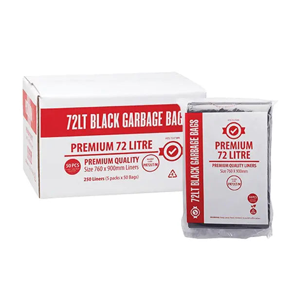 Premium 72Lt Black Bin Liners | 250 Bags