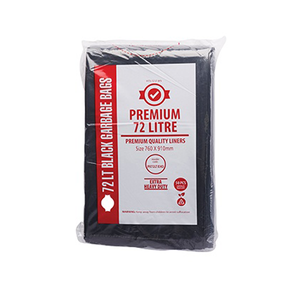 Austar Packaging | Premium 72Lt Extra Heavy Duty Black Rubbish Bin Bags Liners | Crystalwhite Cleaning Supplies Melbourne