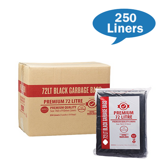 Austar Packaging | Premium 72Lt Extra Heavy Duty Black Rubbish Bin Bags Liners Carton Quantity | Crystalwhite Cleaning Supplies Melbourne