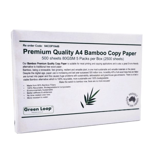 Premium Quality A4 Bamboo Copy Paper Ream 500 sheets 80GSM | Crystalwhite Cleaning Supplies Melbourne