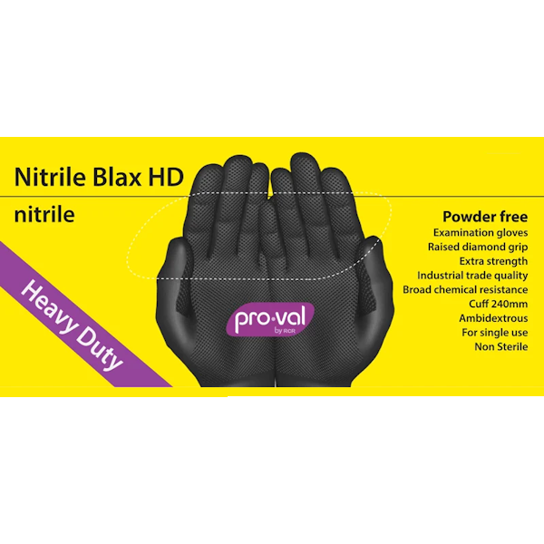 ProVal Premium Heavy Duty Black Nitrile Disposable Glove Pack
