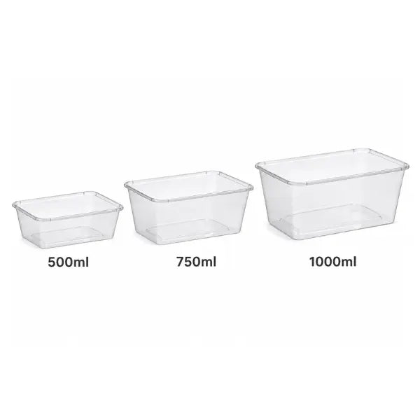 Shieldpak | Rectangular Container Clear 500pcs/ Ctn | Crystalwhite Cleaning Supplies Melbourne
