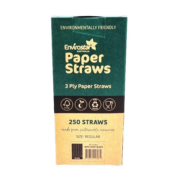 Envirostar | Regular Paper Straws Premium  250 | Crystalwhite Cleaning Supplies Melbourne