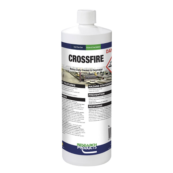 Research Products | Crossfire 1Lt Heavy Duty Cleaner and Degreaser | Crystalwhite Cleaning Supplies Melbourne