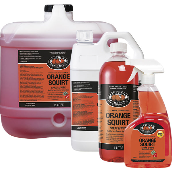 Citrus Resources | Orange Squirt Spray and Wipe Group | Crystalwhite Cleaning Supplies Melbourne