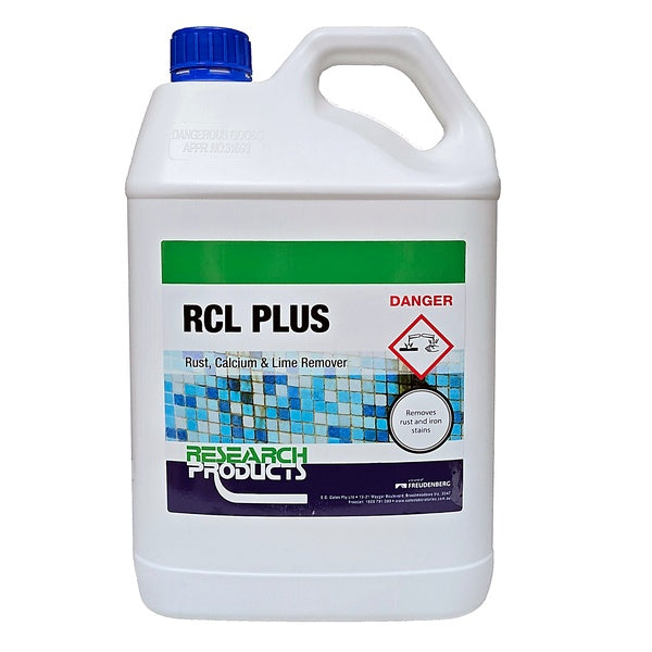 Research Products | RCL Plus 5Lt Rust, Calcium & Lime Remover | Crystalwhite Cleaning Supplies Melbourne