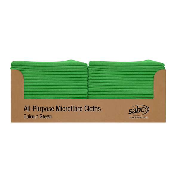 Sabco | All Purpose Microfibre Cloth Green | Crystalwhite Cleaning Supplies Melbourne