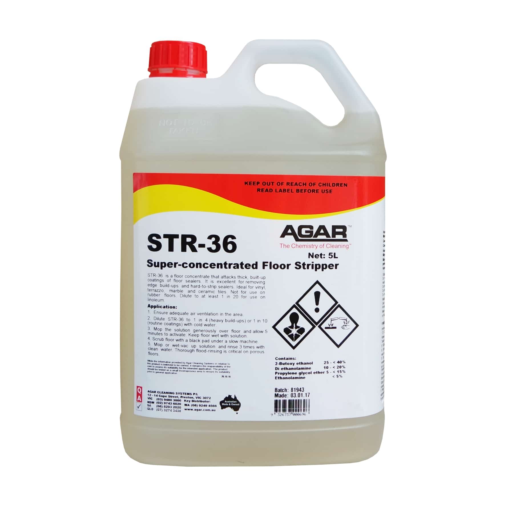 Agar | Agar STR-36 Super Concentrated Floor Stripper 5Lt | Crystalwhite Cleaning Supplies Melbourne