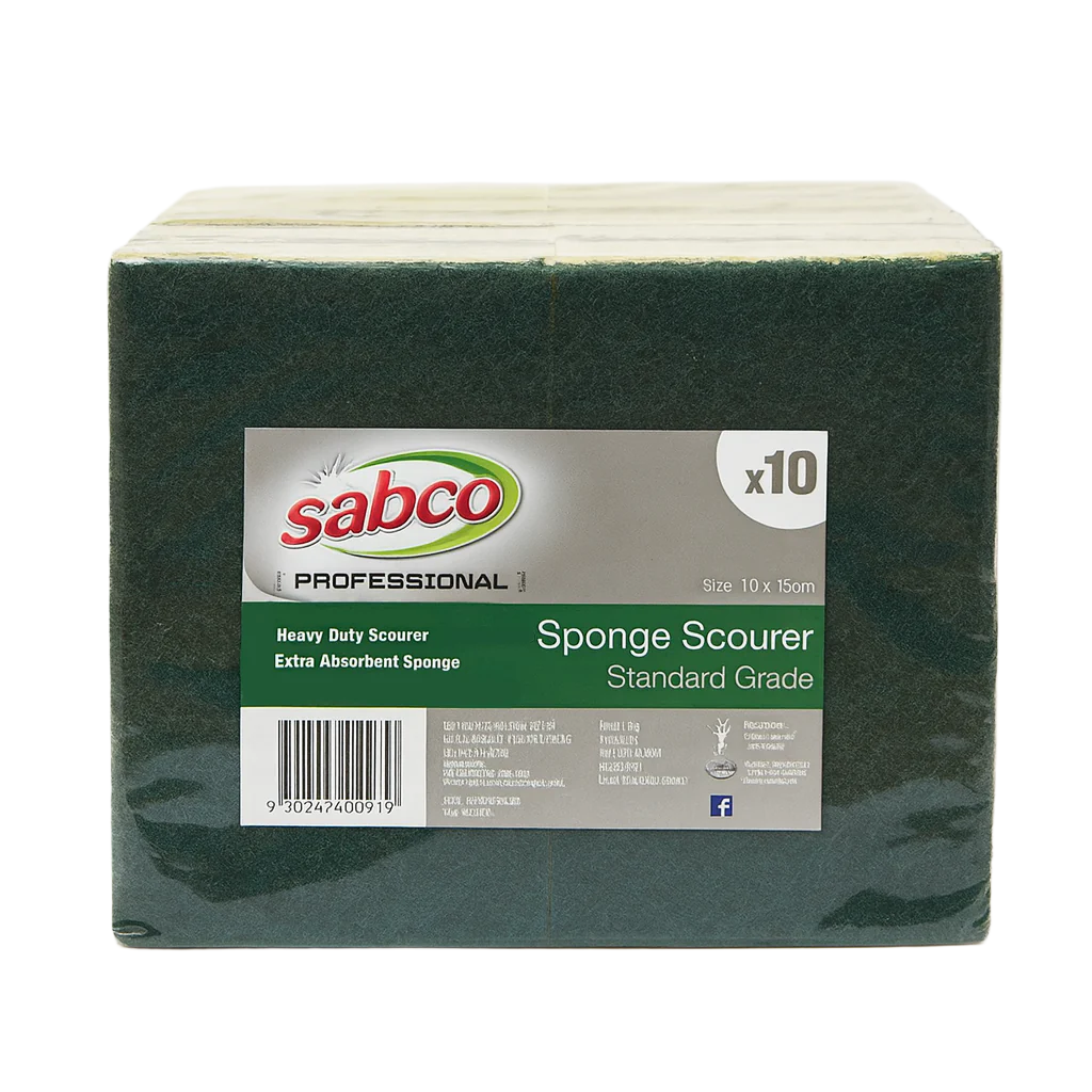Sabco | Sponge & Scourer Green and Yellow | Crystalwhite Cleaning Supplies Melbourne