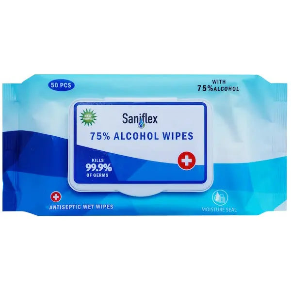 Saniflex 75% Alcohol Sanitary Wipes 50 pack
