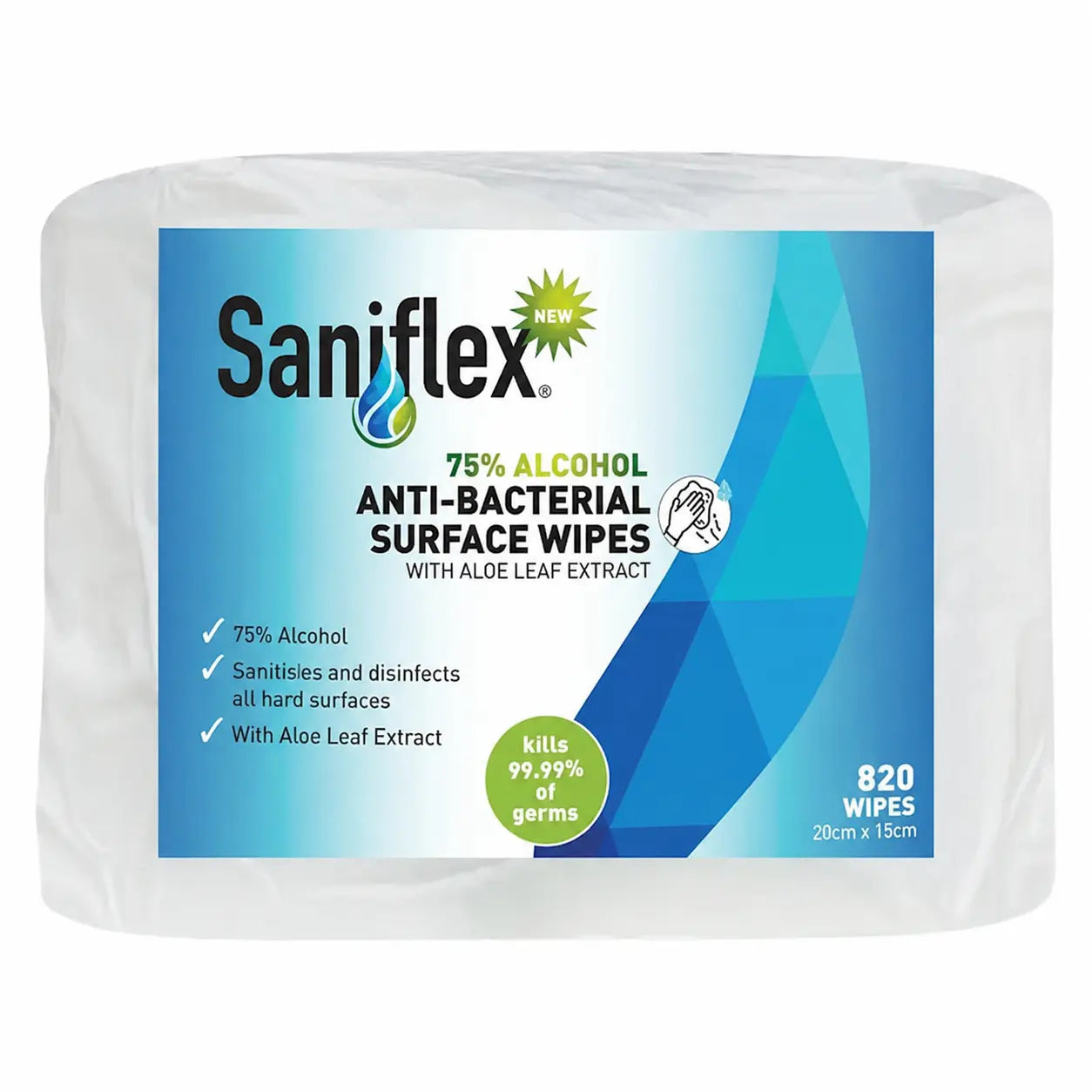 Saniflex 75% Alcohol Antibacterial Surface Wipes 820 Bag