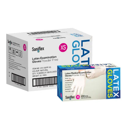 Saniflex | Latex Disposable Gloves | Natural and Powder Free | Crystalwhite Cleaning Supplies Melbourne.