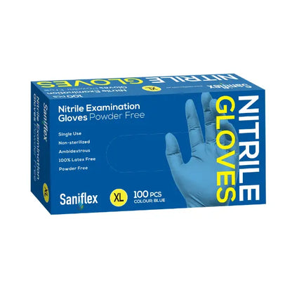 Saniflex | Nitrile Disposable Gloves Blue and Powder Free XL | Crystalwhite Cleaning Supplies Melbourne