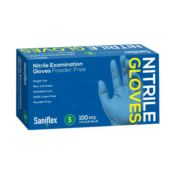 Saniflex | Nitrile Disposable Gloves Blue and Powder Free Small | Crystalwhite Cleaning Supplies Melbourne