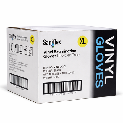 Saniflex | Black Vinyl Gloves Box Extra Large | Crystalwhite Cleaning Supplies Melbourne