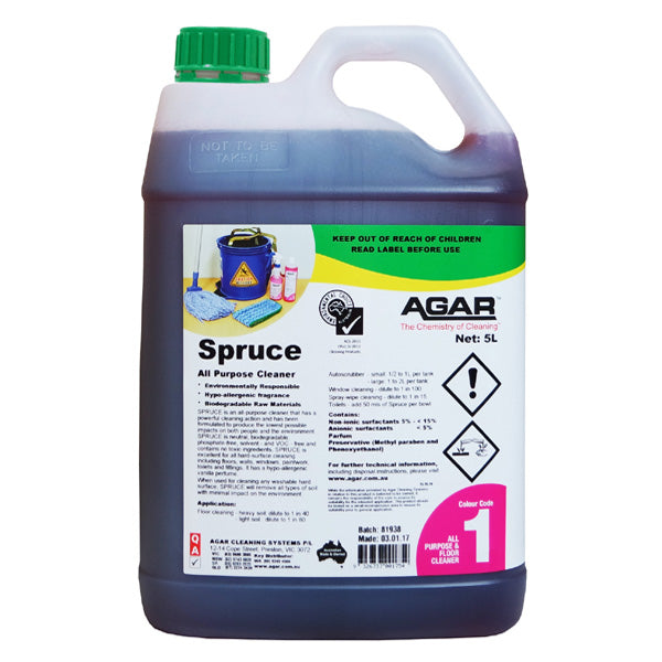 Agar | Spruce All Purpose Cleaner 5Lt | Crystalwhite Cleaning Supplies Melbourne