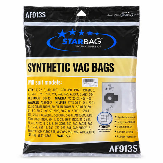 CleanStar Pty Ltd | Starbag AF913S Synthetic Vacuum Cleaner Bags | Crystalwhite Cleaning Supplies Melbourne