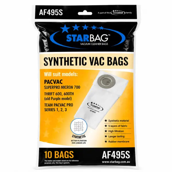 Starbags | AF495S Synthetic Vacuum Cleaner Bags | Crystalwhite Cleaning Supplies Melbourne