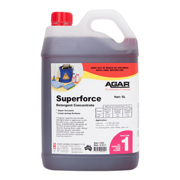 Agar | Agar Superforce Detergent Concentrate 5Lt | Crystalwhite Cleaning Supplies Melbourne