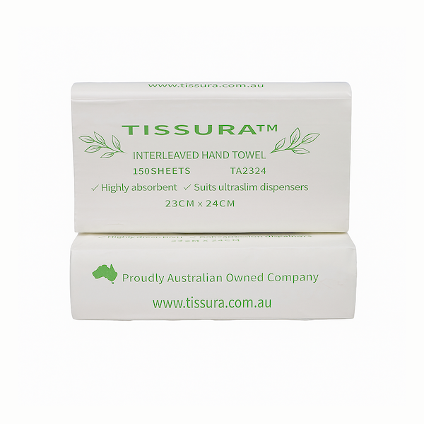 Tissura | Absorbent Ultraslim Hand Towel 23 X 24cm 2400 Sheets | Crystalwhite Cleaning Supplies Melbourne