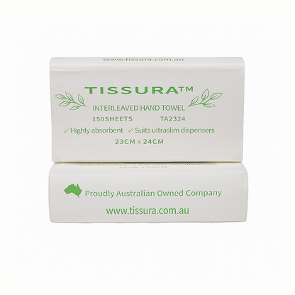 Tissura | Absorbent Ultraslim Hand Towel 23 X 24cm 2400 Sheets | Crystalwhite Cleaning Supplies Melbourne