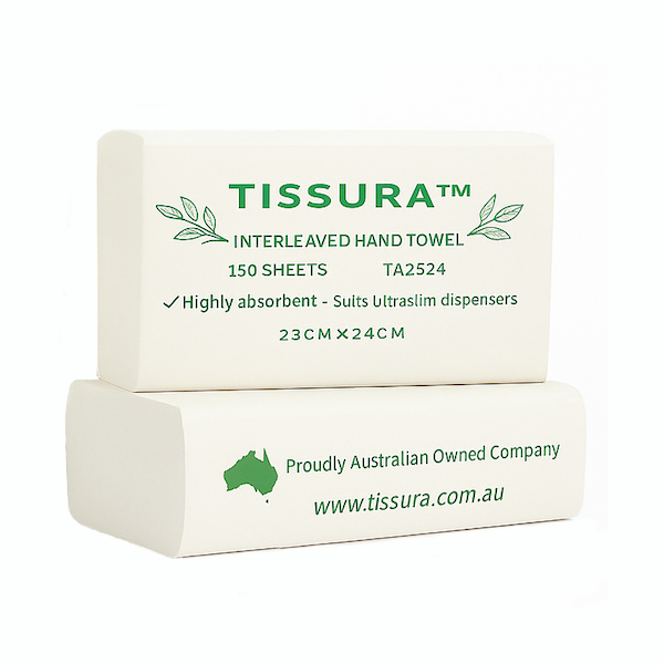 Tissura | Absorbent Ultraslim Hand Towel 23 X 24cm 2400 Sheets | Crystalwhite Cleaning Supplies Melbourne