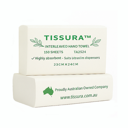 Tissura | Absorbent Ultraslim Hand Towel 23 X 24cm 2400 Sheets | Crystalwhite Cleaning Supplies Melbourne