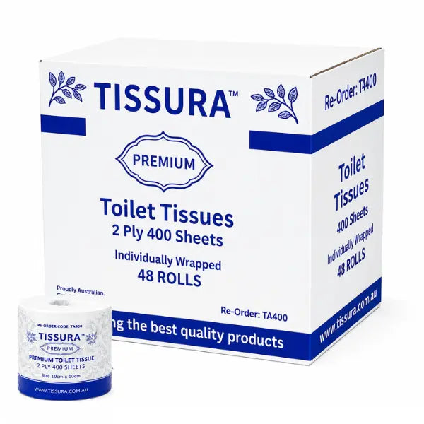 Tissura | Toilet Paper 48 Roll 400 Sheet Individually Wrapped | Crsytalwhite Cleanign Supplies Melbourne.