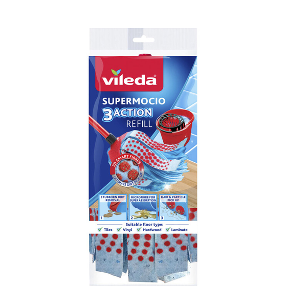 Oates | Vileda SuperMocio 3 Action Mop With Ext. Handle | Crystalwhite Cleaning Supplies Melbourne