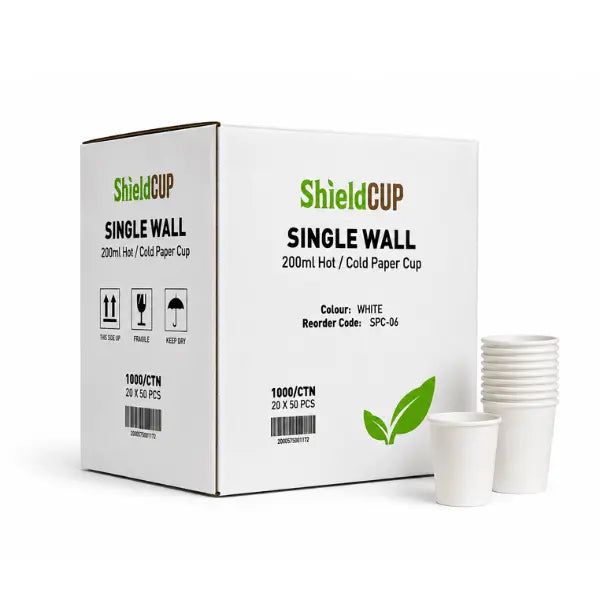 Hot & Cold Paper Cups – 6oz & 8oz | White Crystalwhite Cleaning Supplies Melbourne.
