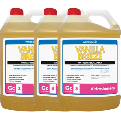 Whiteley | Vanilla Breeze 3X5Lt Air Freshener and Cleaner | Crystalwhite Cleaning Supplies Melbourne