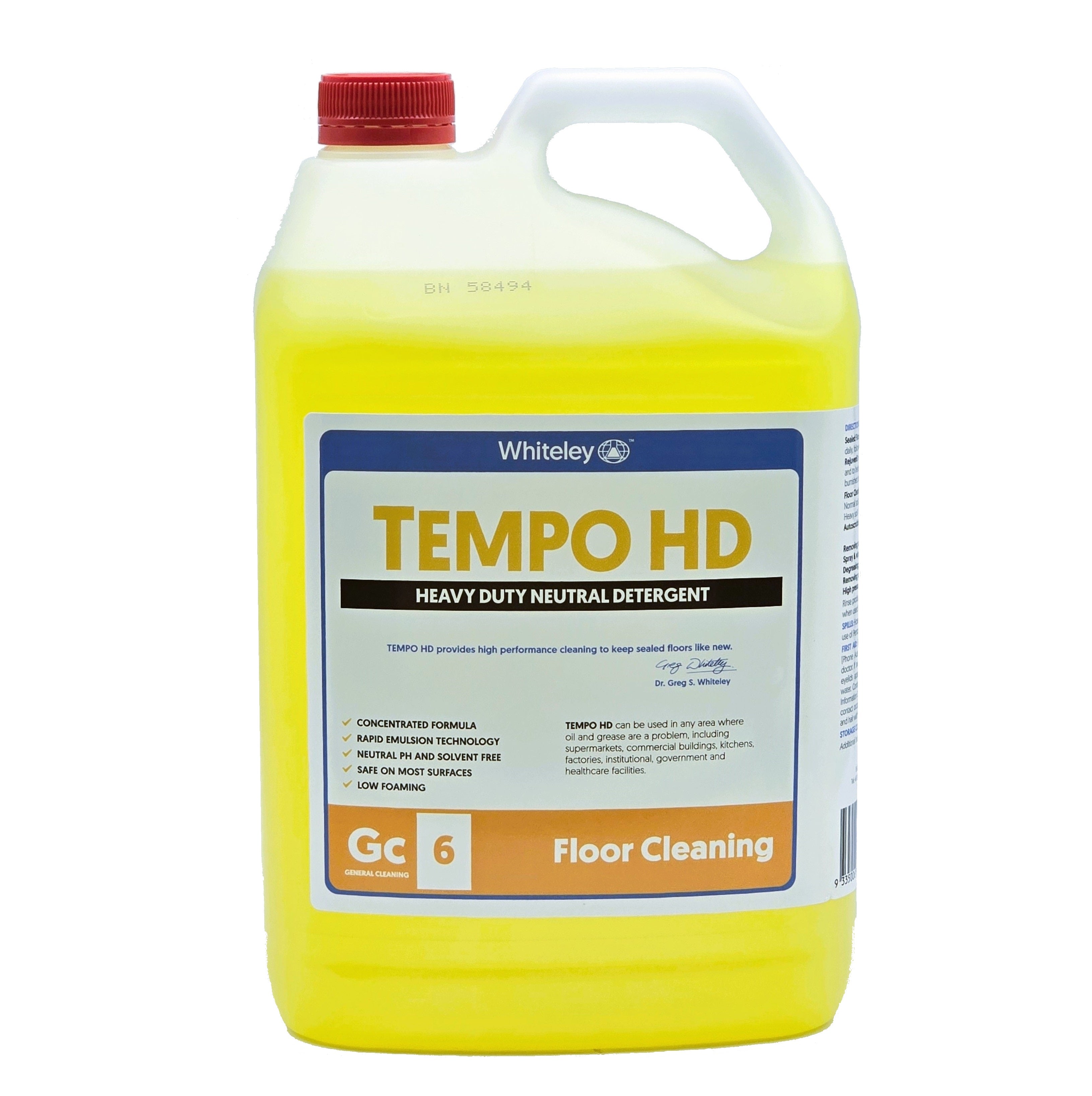 Whiteley | Tempo HD 5Lt Heavy Duty Neutral Detergent | Crystalwhite Cleaning Supplies Melbounre