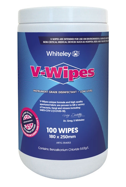 Whiteley | Whiteley Viraclean V Wipes Hospital Grade Disinfectant Wipes | Crystalwhite Cleaning Supplies Melbourne