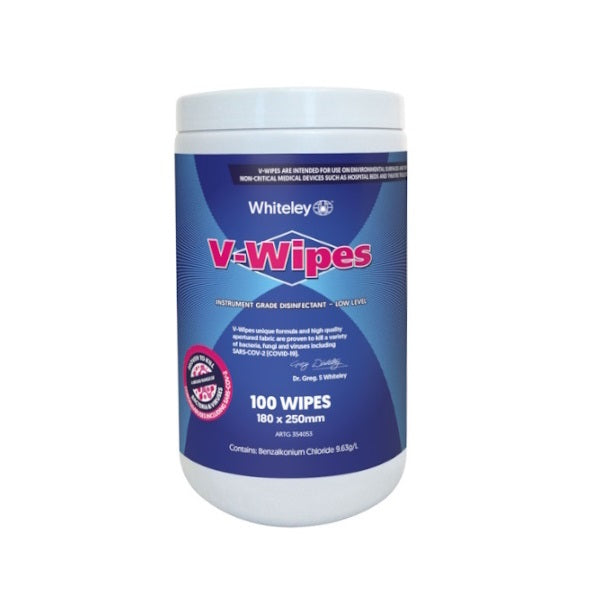 Whiteley | Viraclean V Wipes Canister Hospital Grade Disinfectant Wipes | Crystalwhite Cleaning Supplies Melbourne