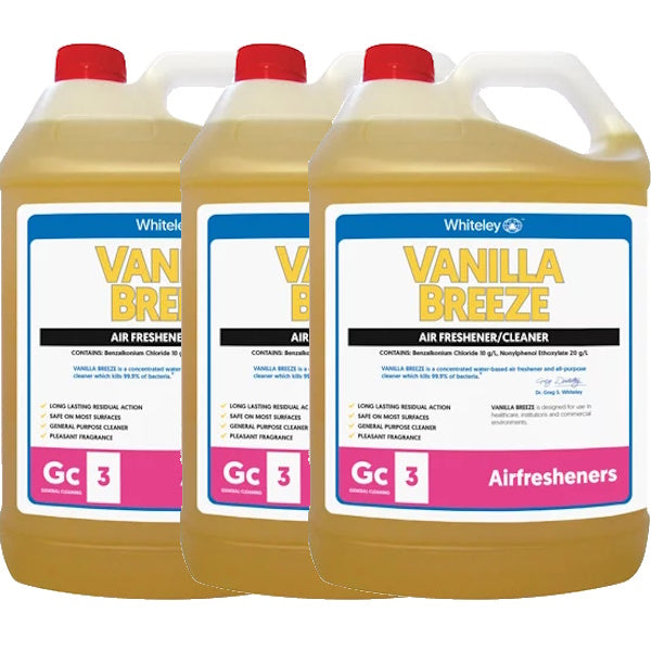 Whiteley | Vanilla Breeze 3X5Lt Air Freshener and Cleaner | Crystalwhite Cleaning Supplies Melbourne