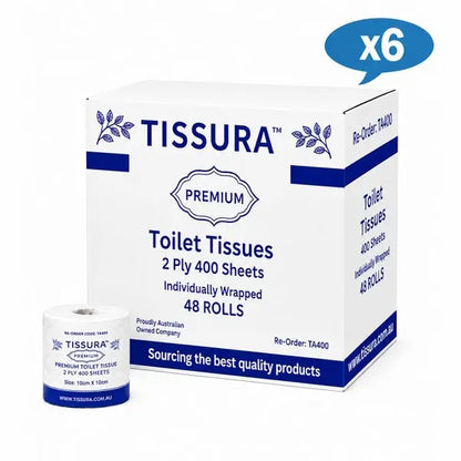 Wholesale Tissura | Toilet Paper 48 Roll 400 Sheet Individually Wrapped | Crsytalwhite Cleanign Supplies Melbourne.