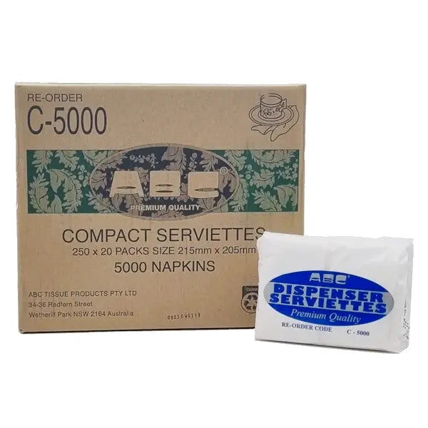 ABC Compact Fold Napkins 215mm x 205mm | 5000 Napkins