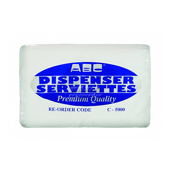 ABC  Tissues | Compact Fold Serviettes 1 Ply 215mm x 205mm | Crystalwhite Cleaning Supplies Melbourne