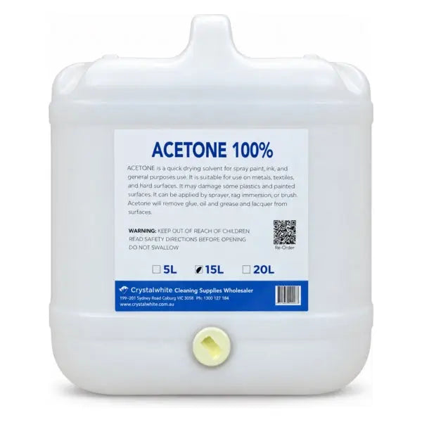 Crystalwhite | 100% Acetone in 15Lt | Crystalwhite Cleaning Supplies Melbourne