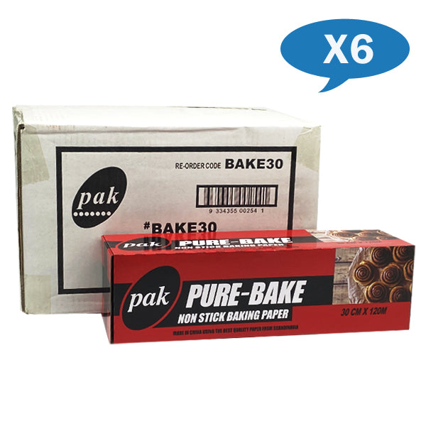 Pak Pure Bake Non Sticky Baking Paper 30cm x 120m Carton Quantity | Crystalwhite Cleaning Supplies Melbourne