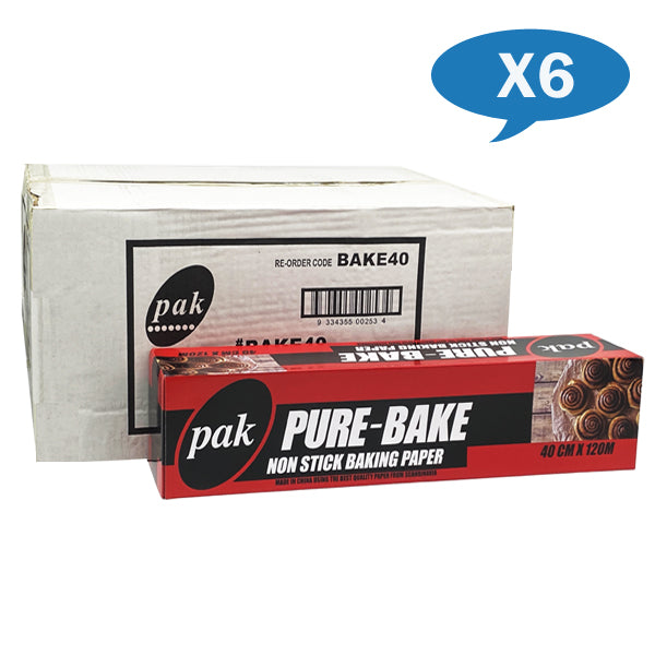 Pak Pure Bake Non Sticky Baking Paper 40cm x 120m Carton Quantity | Crystalwhite Cleaning Supplies Melbourne