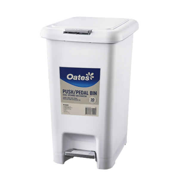 Crystalwhite Cleaning Supplies | Oates Push Pedal Bin 30L | Crystalwhite Cleaning Supplies Melbourne