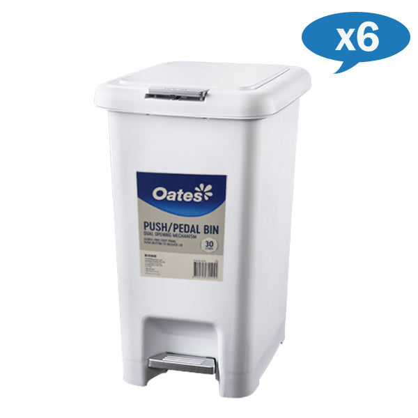 Crystalwhite Cleaning Supplies | Oates Push Pedal Bin 30L Carton Quantity | Crystalwhite Cleaning Supplies Melbourne