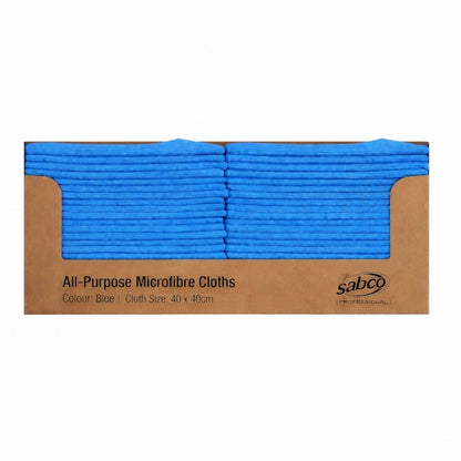 Sabco | All Purpose 40 X 40 cm Blue Microfibre Cloths | Crystalwhite Cleaning Supplies Melbourne