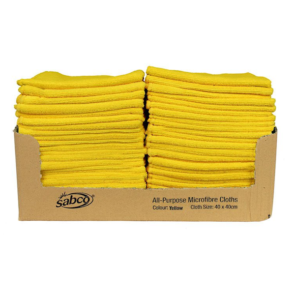 Sabco | All Purpose Yellow Microfibre Cloths | Crystalwhite Cleaning Supplies Melbourne