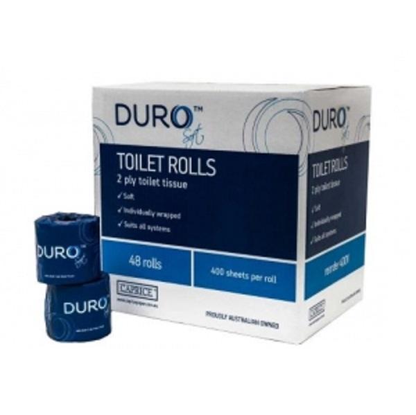 Caprice | Duro Toilet Paper 2 ply 400 Sheets 48 Rolls | Crystalwhite Cleaning Supplies Melbourne