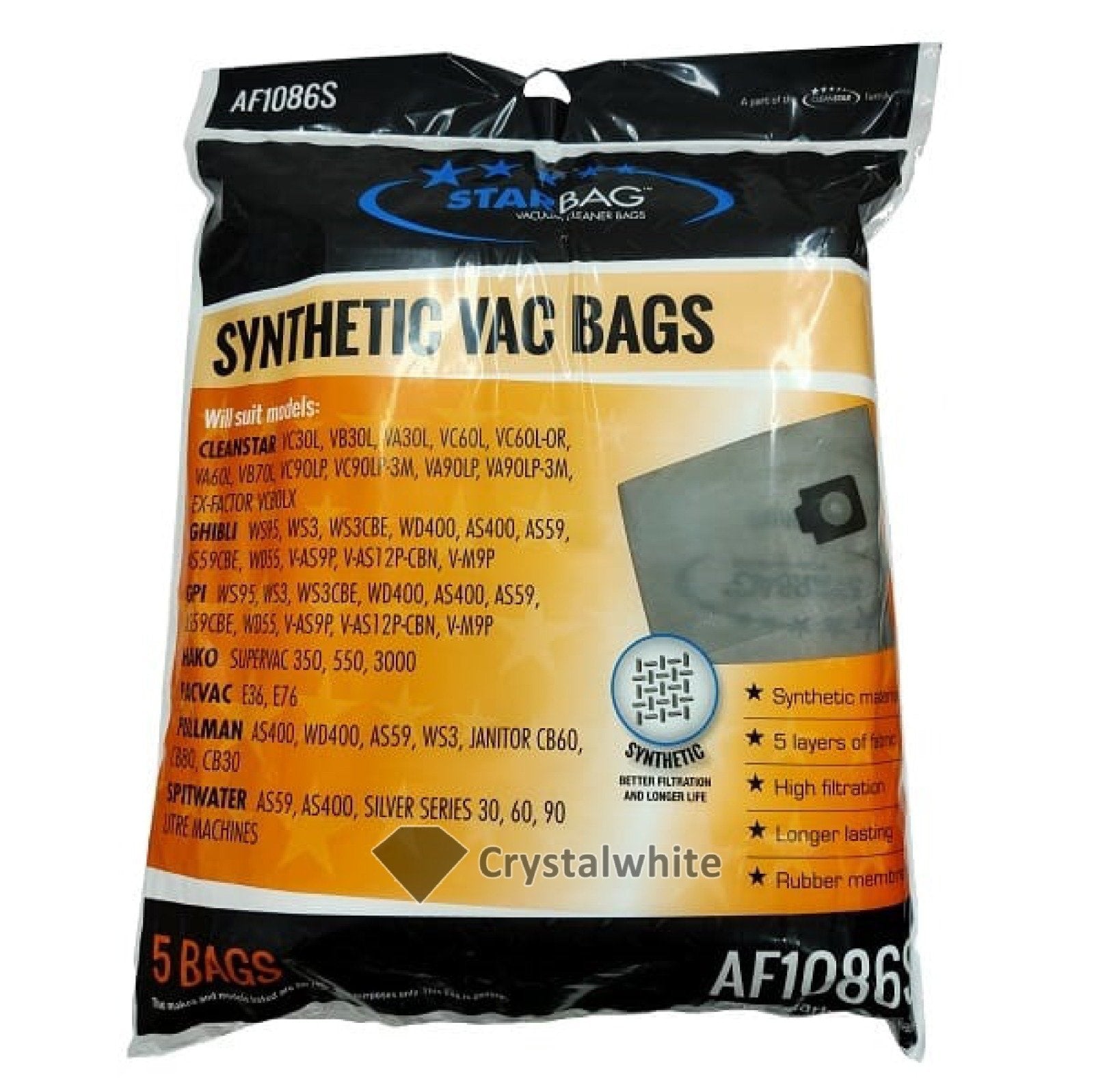 CleanStar Pty Ltd | Starbags AF1086S Synthetic Vacuum Cleaner Bag | Crystalwhite Cleaning Supplies Melbourne