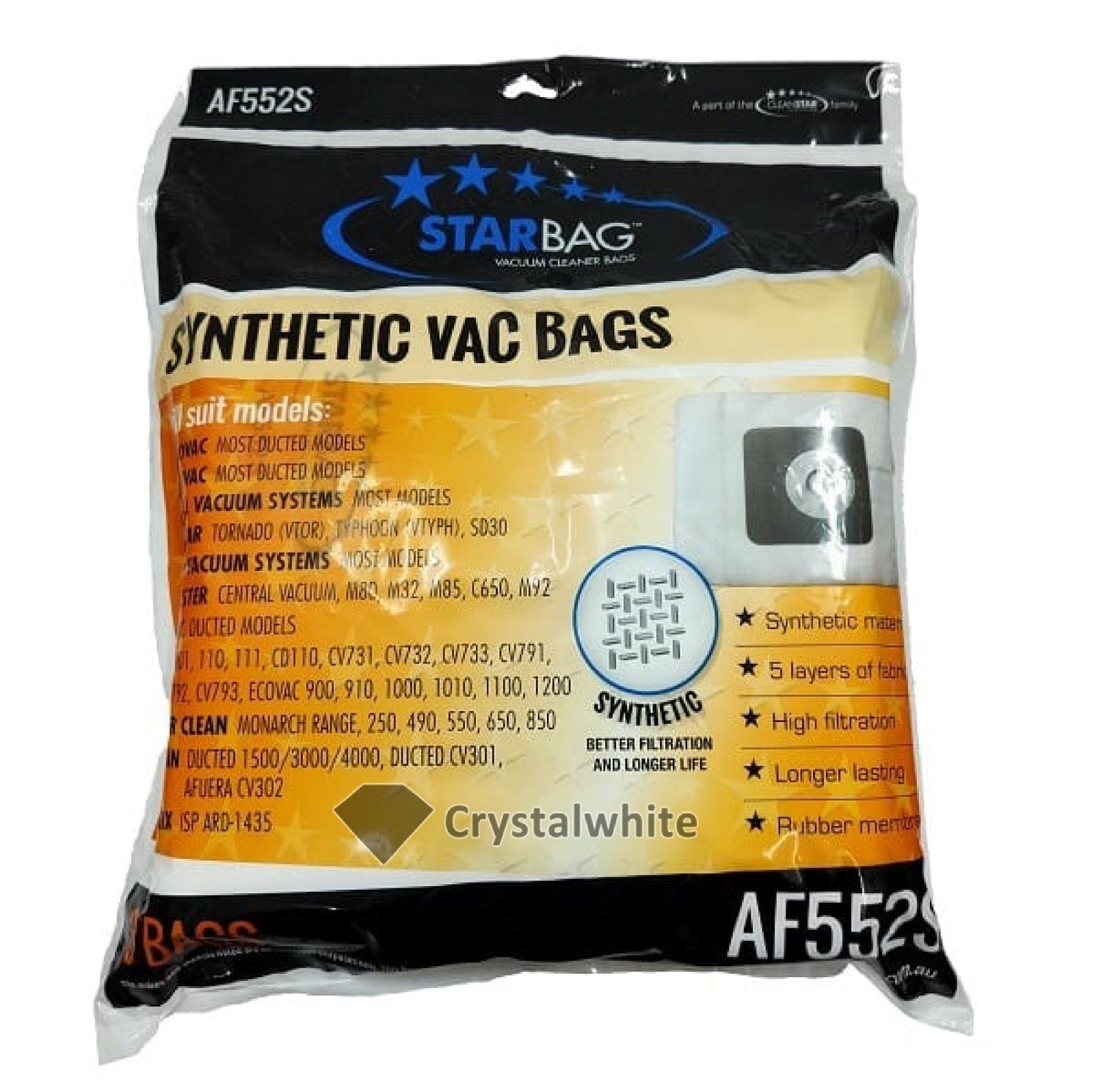 Starbag | AF552S Synthetic Ducted Vacuum Cleaner Bag | Crystalwhite Cleaning Supplies Melbourne