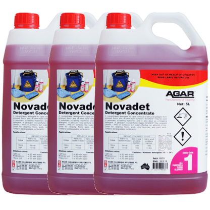 Agar | Novadet 3 X 5Lt Concentrated Detergent | Crystalwhite Cleaning Supplies Melbourne